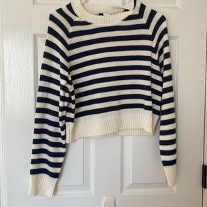 Blue and white striped sweater